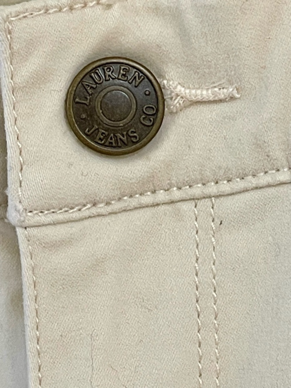 Lauren Ralph Lauren Cream Straight Leg Pants Size 12 Stretch - Picture 2 of 6